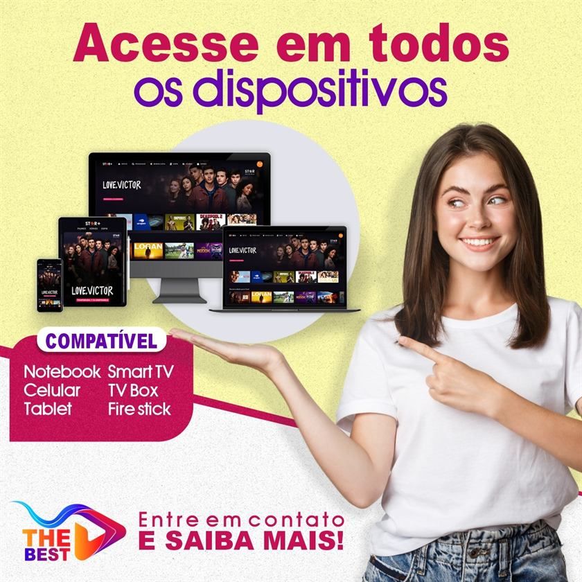 Acesse em todos os dispositivos: notebook, celular, tablet, Smart TV, TV Box e Fire Stick